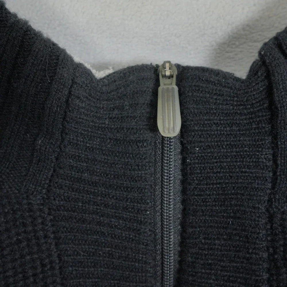 Adidas VTG 2003 Wool Knit Pullover Baggy Sweater Men's XL Black Lined 1/4 Zip‎